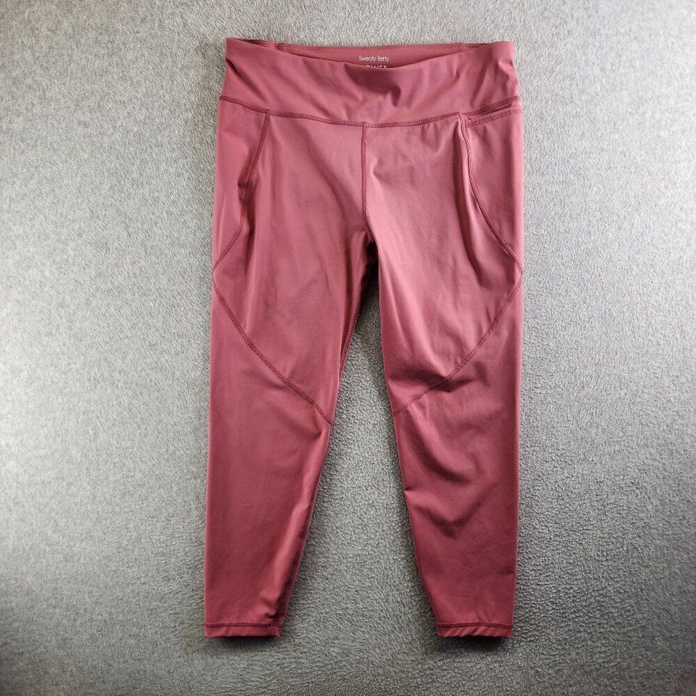 Sweaty Betty Leggings Womens 14 Pink Power 7/8 Length Pockets Drawstring Hi Rise